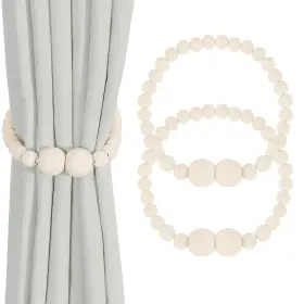Mz1008 Klogtsind Magnetic Curtain Tiebacks 2 Pack Holdbacks For Draperies Wood Bead