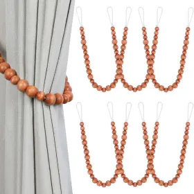 Wood10106 Klogtsind Wood Bead Curtain Tiebacks Set Of 6 Holdbacks For Thin Or Thick Wind