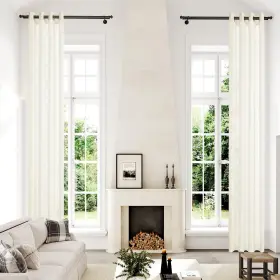 Dks-025 Kneoqit Extra Long Semi Sheer Curtains 240 Inches Grommet 2 Story Drapes Light Filte