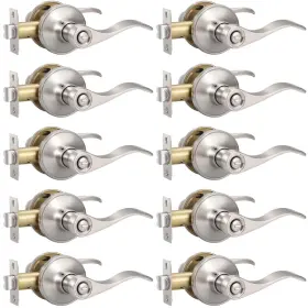 B079qw93xw Knobonly 10 Pack Brushed Satin Nickel Door Lever Privacy Handles Zinc
