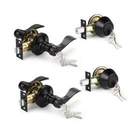 Knobonly B0dj8hn35c 2 Pack Keyed Alike Front Door Handle Single Cylinder Deadbolt Matte