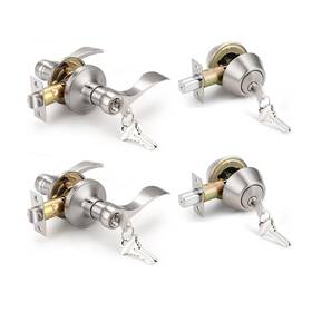 Knobonly B0dj8hzvt2 2 Pack Keyed Alike Front Door Handle Double Cylinder Deadbolt Satin