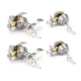 B0dj8hzvt2 Knobonly 2 Pack Keyed Alike Front Door Handle Double Cylinder Deadbolt Satin