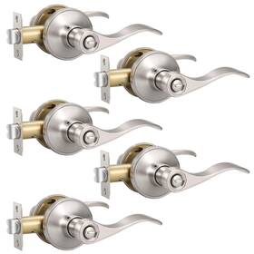 Knobonly B0dj8jhllt 5 Pack Satin Nickel Privacy Door Levers Interior Handles For