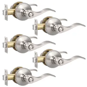 B0dj8jhllt Knobonly 5 Pack Satin Nickel Privacy Door Levers Interior Handles For