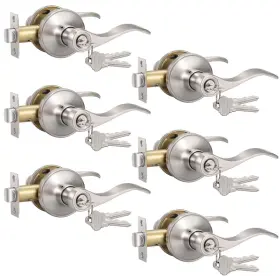 B0dj8jmnx6 Knobonly 6 Pack Keyed Alike Bathroom/bedroom Door Lock Satin Nickel Front