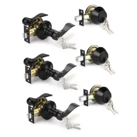 B0dj8jw48j Knobonly 3 Pack Keyed Alike Front Door Handle Single Cylinder Deadbolt Matte