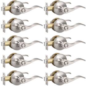Knobonly B0dj8k9lvf 10 Pack Satin Nickel Privacy Door Levers Interior Handles For