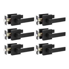 Knobwell B07cg8zc6f 6 Pack Door Handles Black Privacy Lever Bed And Bath Leverset