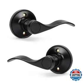 B0b97b5spd Knobwell 5 Set Black Interior Door Handles Wave Design Classic Dummy Doorknobs