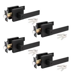 Knobwell B0c33rp5ps Door Handles Lock And Key 4 Pack Matte Black Levers Exterior