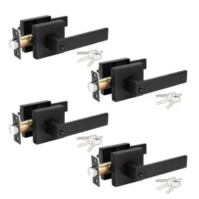 B0c33rp5ps Knobwell Door Handles Lock And Key 4 Pack Matte Black Levers Exterior