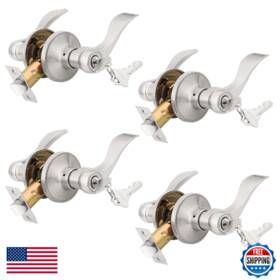 Knobwell B0d91xs439 4 Pack Entrance Door Handleset Keyed Entry Front Levers Lock And