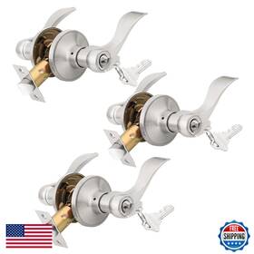 Knobwell B0d91z1yyt 3 Pack Entrance Door Handleset Keyed Entry Front Levers Lock And