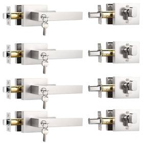 Knobwell B0f4kjjss5 4 Pack Deadbolt Lock And Door Knob Set Brushed Nickel Square Modern