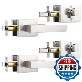 B0f4kmjtll Knobwell 2 Pack Brushed Nickel Door Handle Deadbolt Square Single Cylinder