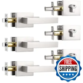 B0f4kqv14p Knobwell 3 Pack Square Door Knob Deadbolt Brushed Nickel Heavy Duty Double