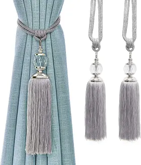 Kolako 445011190143 Curtain Tiebacks Rope Tassel Holdbacks Silver For Drapes Decor