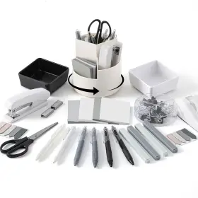 Fe-kosiz-4237 Kosiz 27 Pcs Black White Desk Accessories Aesthetic Organizer ... Fast Ship