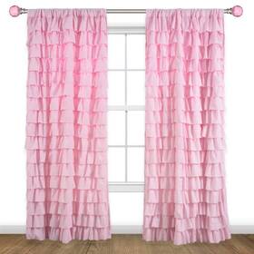 Kotile Kt025p-l02 Pink Ruffle Curtain 95 Inch Length 1 Panel Shabby Chic Gypsy Layered R