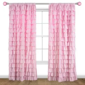 Kt025p-l02 Kotile Pink Ruffle Curtain 95 Inch Length 1 Panel Shabby Chic Gypsy Layered R