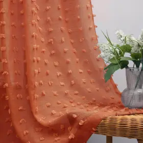 Kf-fgxh-apcl-rust-52x96 Koufall Boho Sheer Orange Curtains 2 Panels 96 Inches Long For Bedroom Pom Po