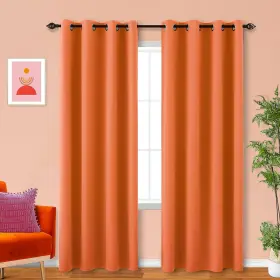 Kf-gjm-dkcl-orange-52x84 Koufall Orange Blackout Curtains For Living Room Decor 2 Panels Grommet Halloween Fun