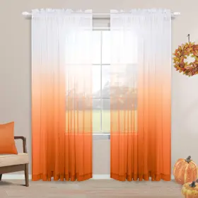 Kf-jb-cgds-orange-52x84 Koufall Orange Curtains 84 Inch Length For Bedroom Set 2 Panels Rod Pocket Long Windo