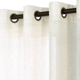 Koufall Kf-qgthfm-dkcl-natural-52x84 Linen Curtains For Living Room Bronze Grommet Semi Sheer Light Filt