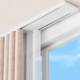 Us-gui-88 Kuzrznh Double Row Curtain Track Ceiling Mounted Rod 9.5ft Silent Heavy Duty Aluminu