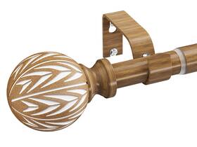 Kveeo Kv29-36-120wg Wood Curtain Rod Adjustable 36 To 120 Inch Boho Rods For Windows Hea