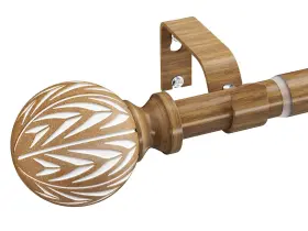 Kv29-36-120wg Kveeo Wood Curtain Rod Adjustable 36 To 120 Inch Boho Rods For Windows Hea