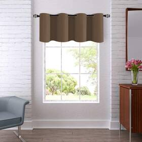 Ladity Blkgm-52x18 Brown Valance For Kitchen Living Room Bedroom - Thermal Short Curtain Panel