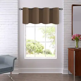 Blkgm-52x18 Ladity Brown Valance For Kitchen Living Room Bedroom - Thermal Short Curtain Panel
