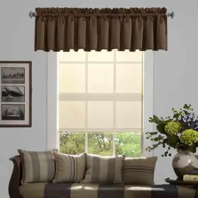 Blkrp-52x18 Ladity Blackout Valance - Primitive Rod Pocket Kitchen And Living Room 52 X 18 Inch