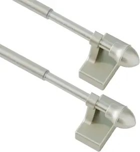 Laigenganzi 791548384010 Magnetic Curtain Rods Multi-use Adjustable 16-28 Inch 2 Pack Nickel