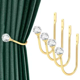 Lamaty 757611950964 Curtain Holdbacks 4 Pcs Tiebacks Hooks For Drapes With Clear Crystal
