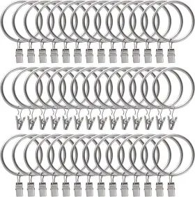Lansian 313054419408 44 Pack Curtain Rings With Clips Hooks 2 Inch Rustproof Matte Metal Stainless