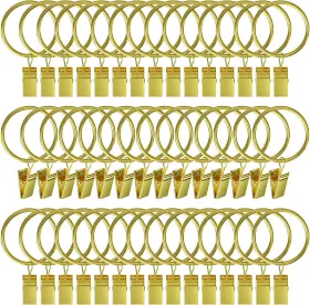 Lansian 313093546530 44 Pack Gold Curtain Rings With Clips For Drapes Drapery F