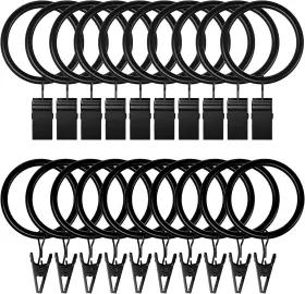Lansian 313096931937 20pack Curtain Rings With Clips Drapery For Ring