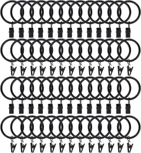 Lansian 445016497445 100 Pack Metal Curtain Rings With Clips 1.5in Interior Diameter Vintage Black