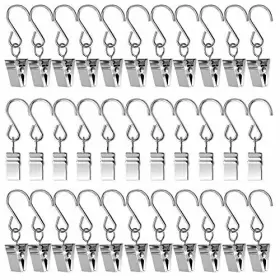Lansian 702562612300 50pcs Curtain Clips With S Hooks For Hanging Party String Lights Outdoor Wire