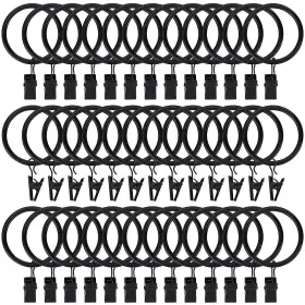 Lansian 702562612317 40pcs Curtain Rings With Clips Hooks 1.5 Inch Rustproof Matte Metal Stainless
