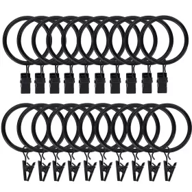 Lansian 702562613857 20pcs Rustproof Drapery Matte Stainless Steel Metal Curtain Rings With Clips