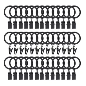 Lansian 702562613871 40 Pack Curtain Rings With Clips Hooks 1 Inch Rustproof Matte Metal Stainless