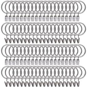 Lansian 793398548789 100 Pack Curtain Rings With Clips Hooks 1.5 Inch Rustproof Matte Metal Stainl