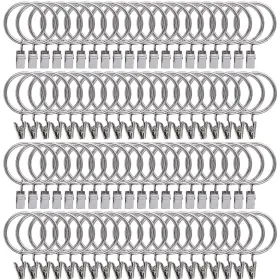 Lansian 793398548789 100 Pack Curtain Rings With Clips Hooks 1.5 Inch Rustproof Matte Metal Stainl