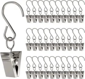 Lansian 793398563386 60pcs Curtain Clips With S Hooks For Hanging Party String Lights Outdoor Wire