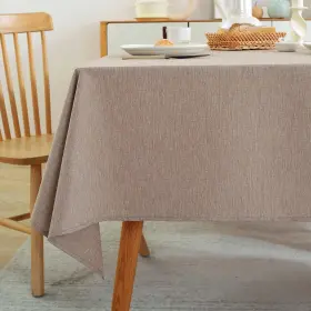 Tb001 Laolitou Table Cloth Rectangle Linen Waterproof Textured Mocha Tablecloth Wa