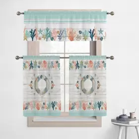 Laural Home 840254402867 Coastal Reef 36 Inch Kitchen Curtain Valance And